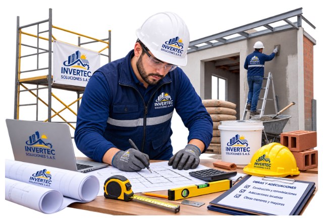 Ingeniero de INVERTEC revisando planos en obra